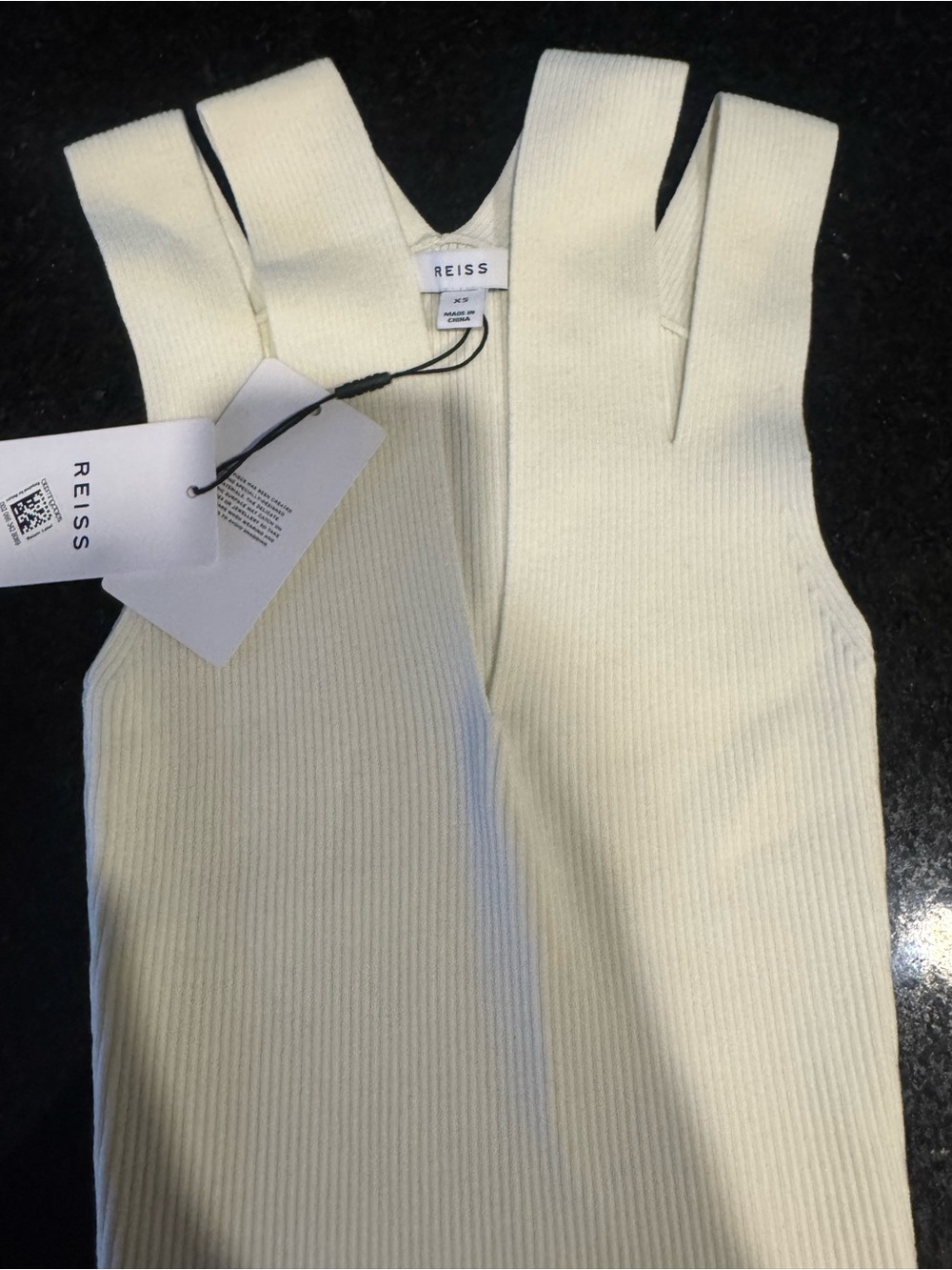 Reiss Off-White Ribbed Cutout-Strap Tank - Picture 7 of 12